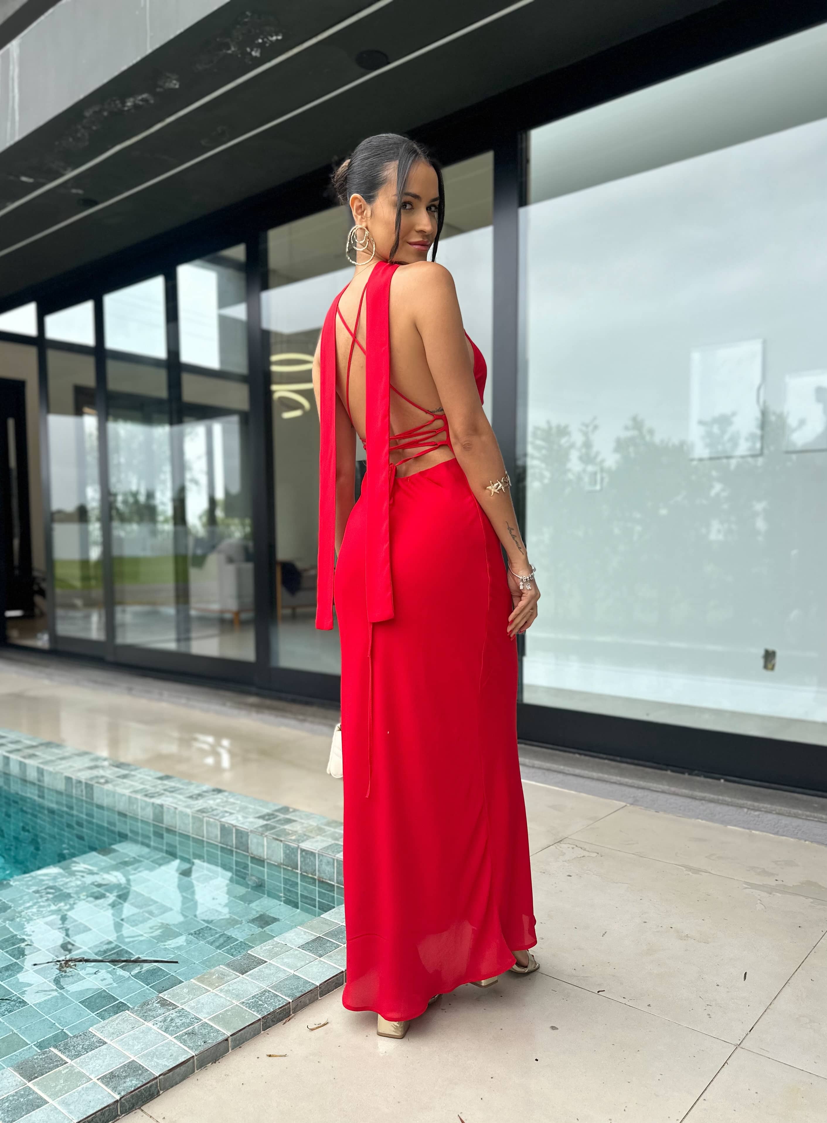 Vestido Midi Vermelho Yara