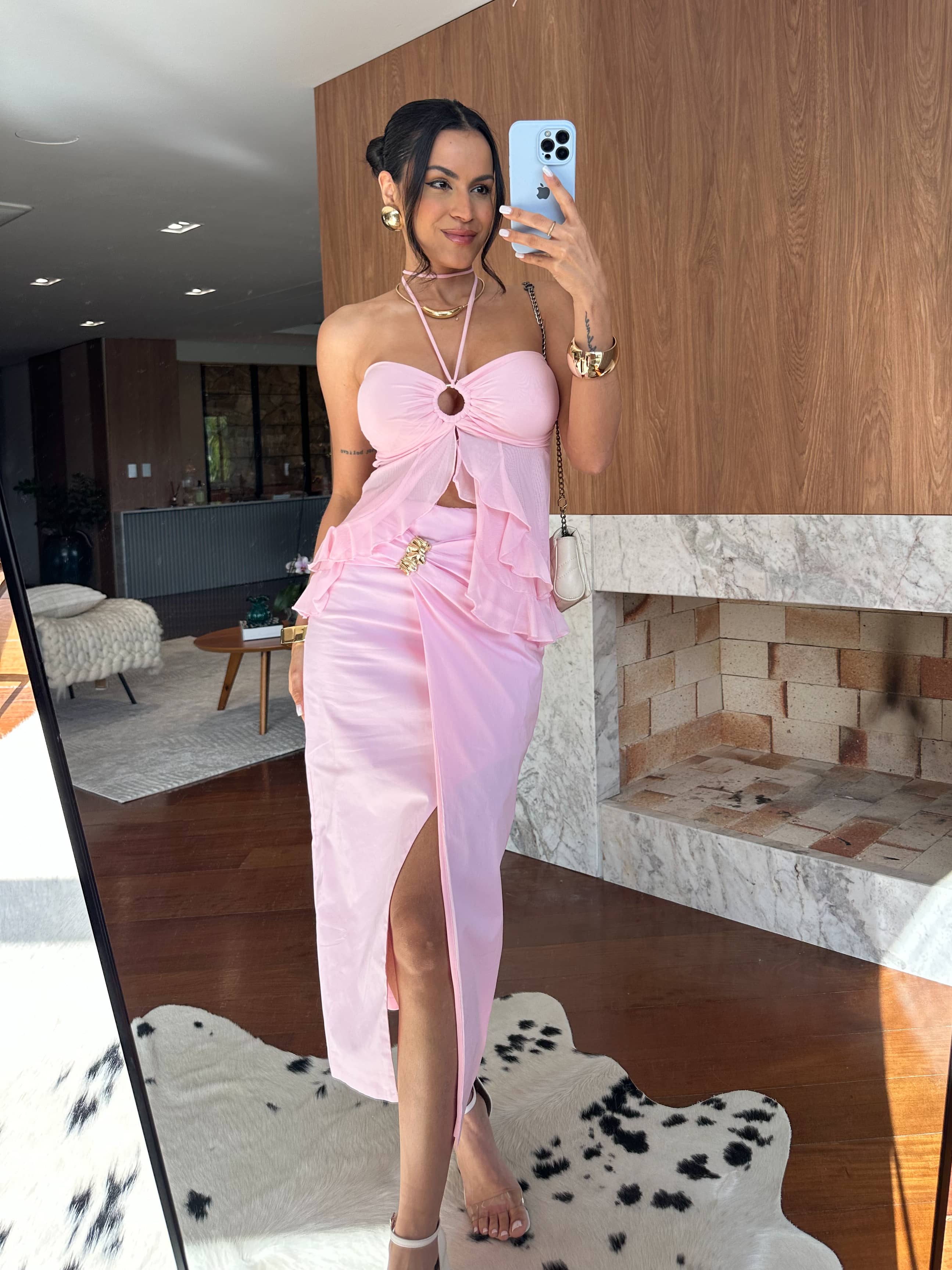 Saia Midi Rosa Melly