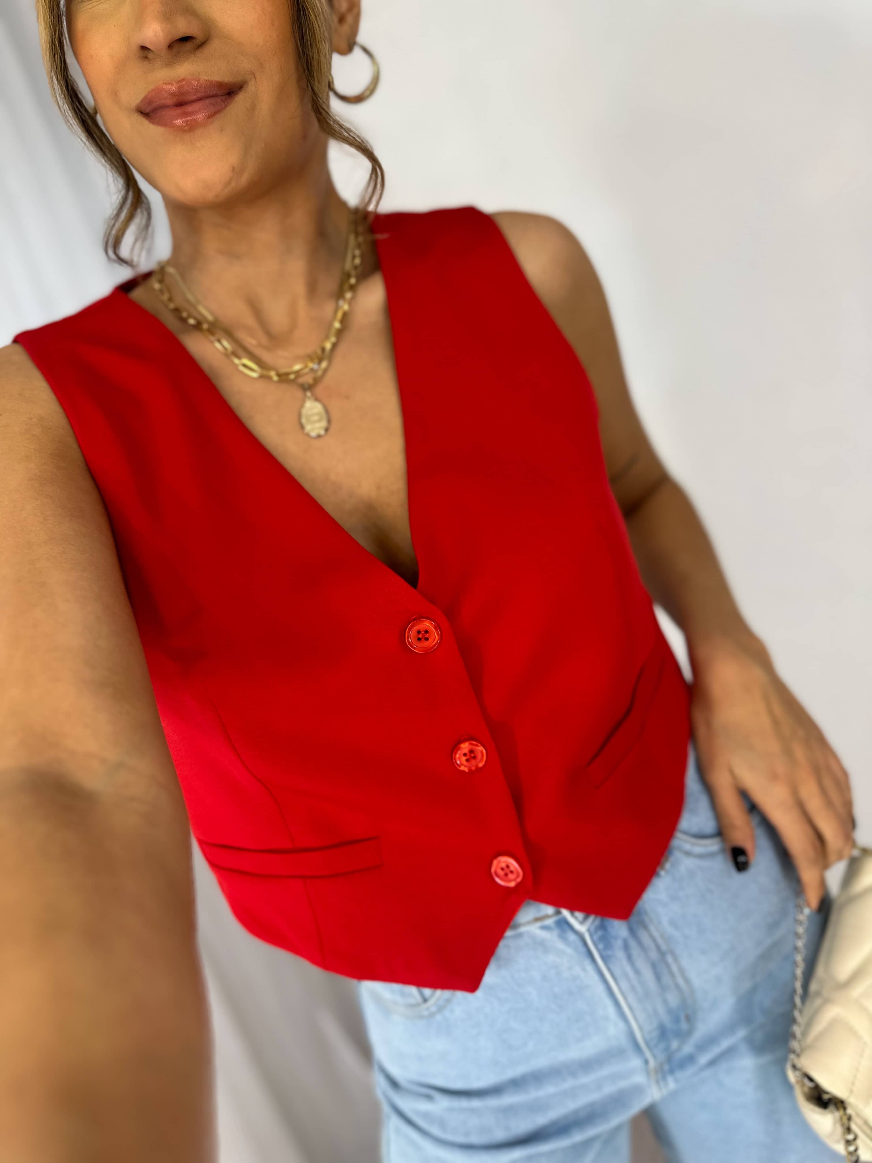 Colete Alfaiataria Vermelho Dulcy