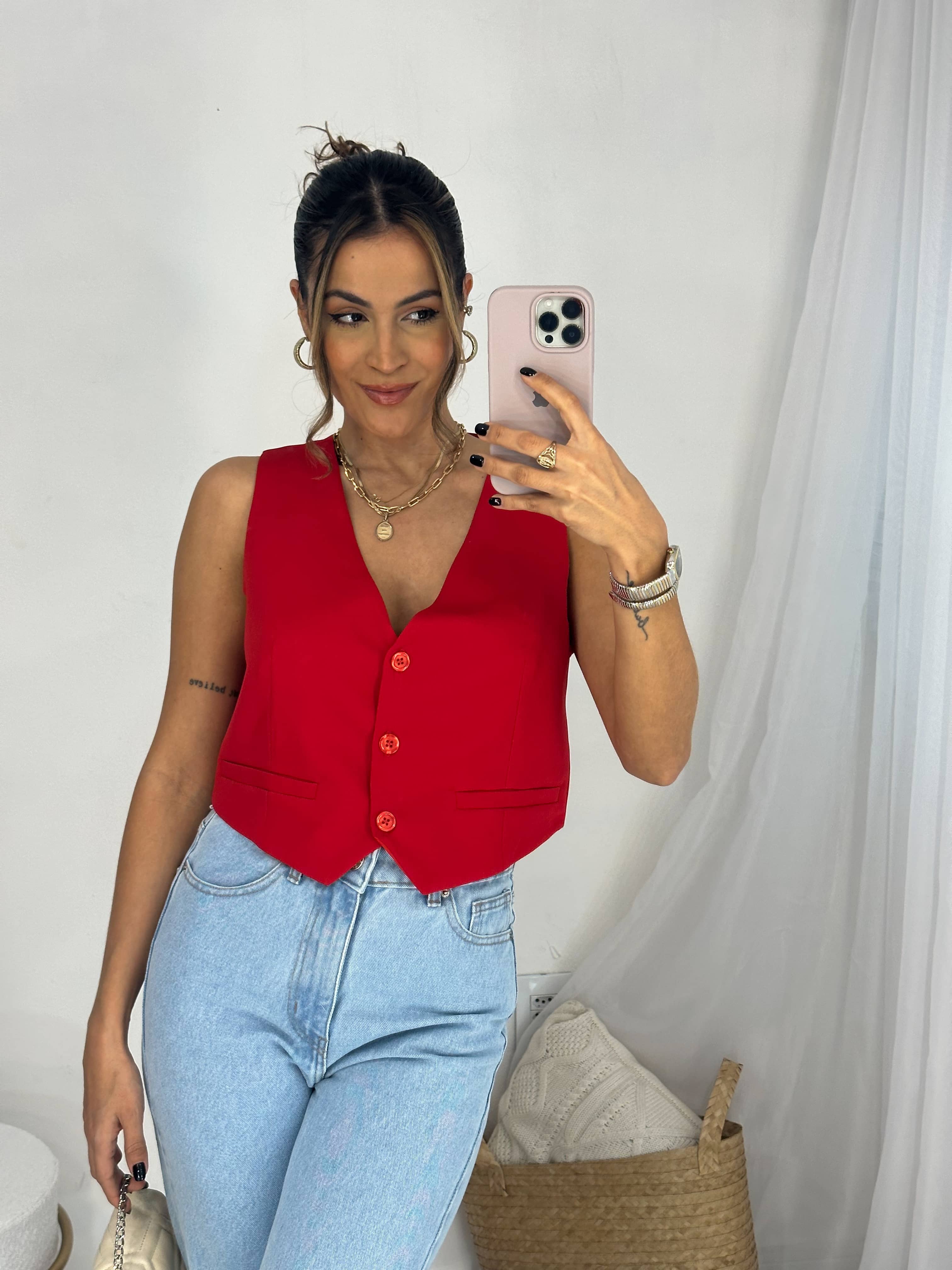Colete Alfaiataria Vermelho Dulcy