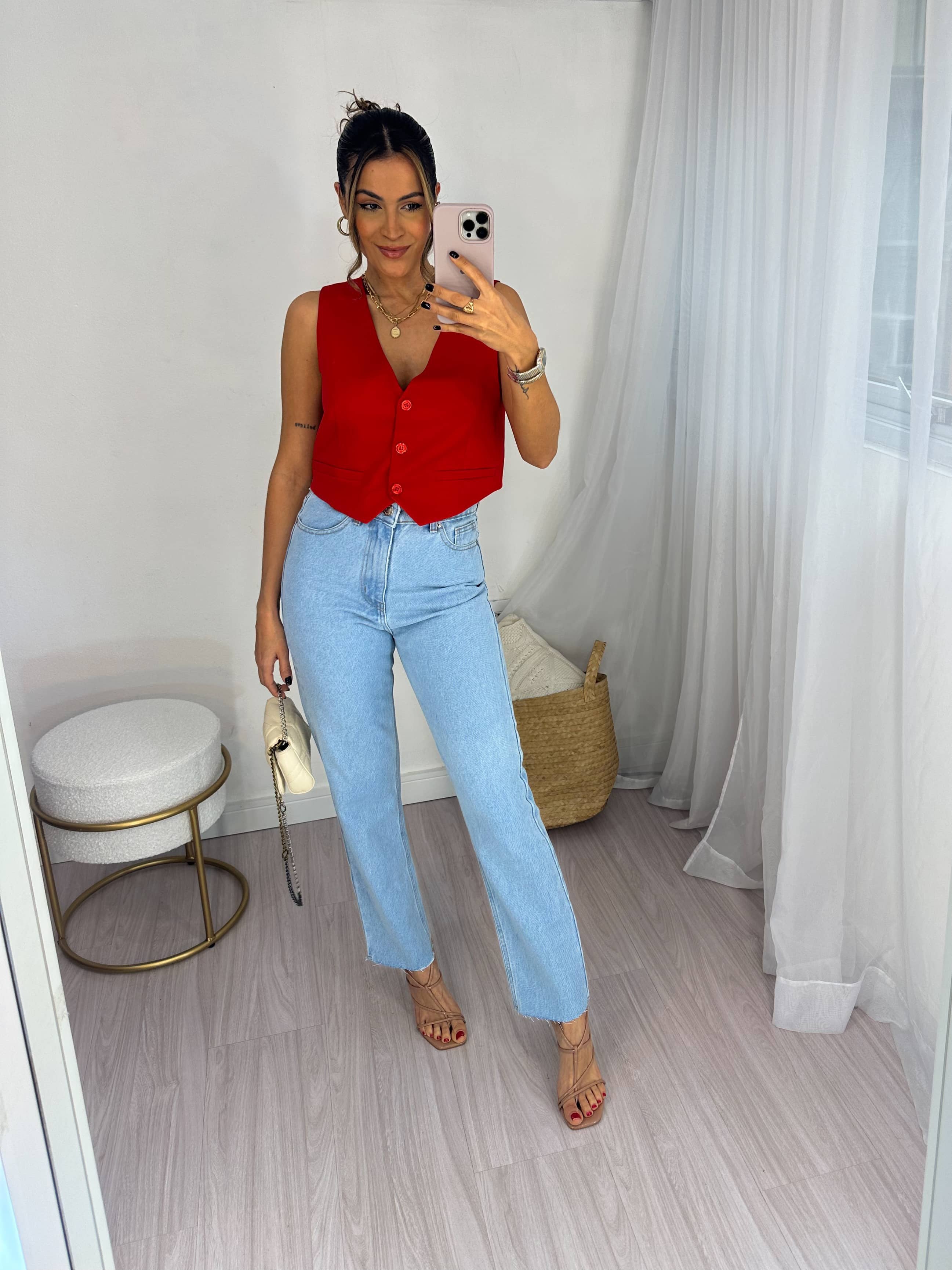 Colete Alfaiataria Vermelho Dulcy