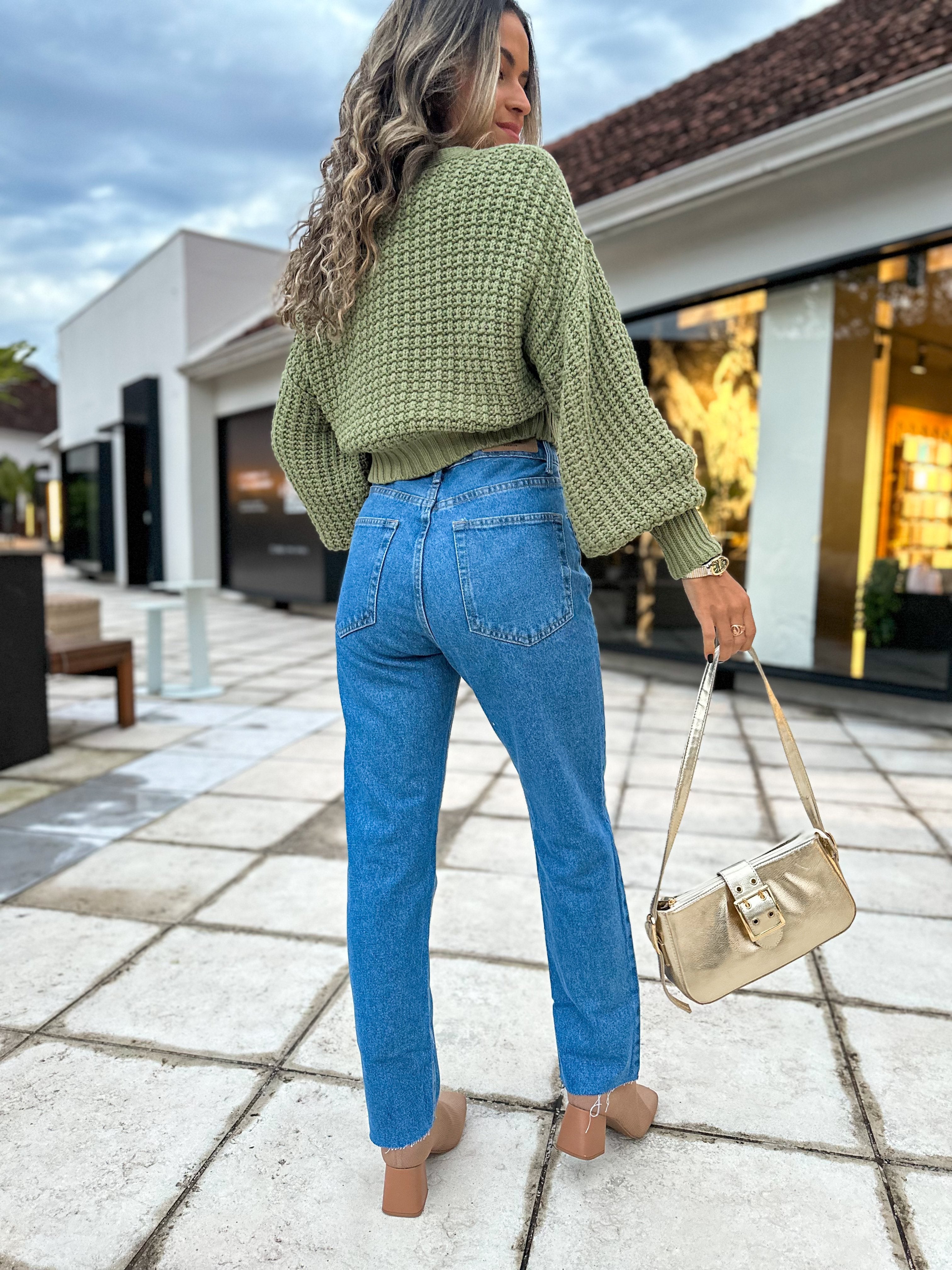 Calça Reta Jeans Mily Escura