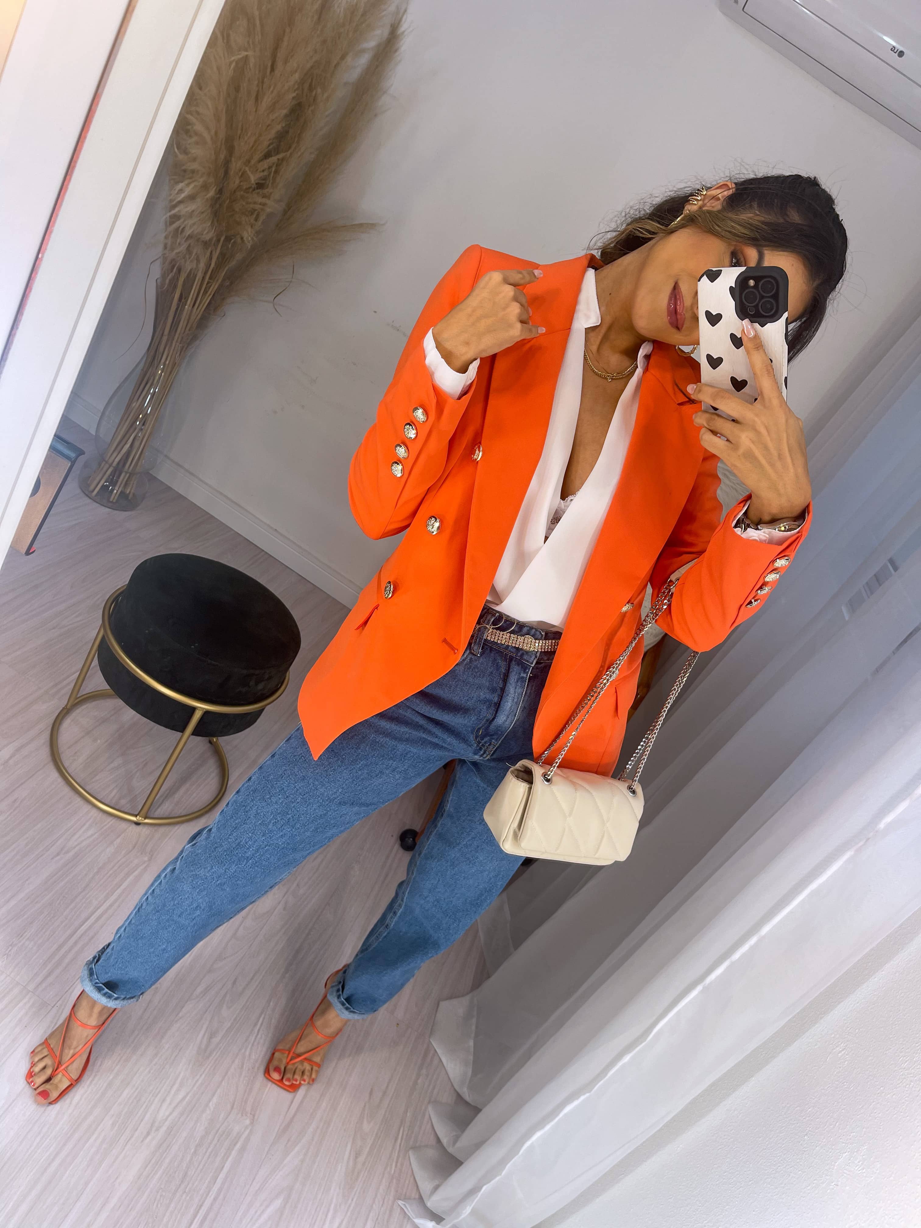 Blazer Inspiração Balmain Laranja