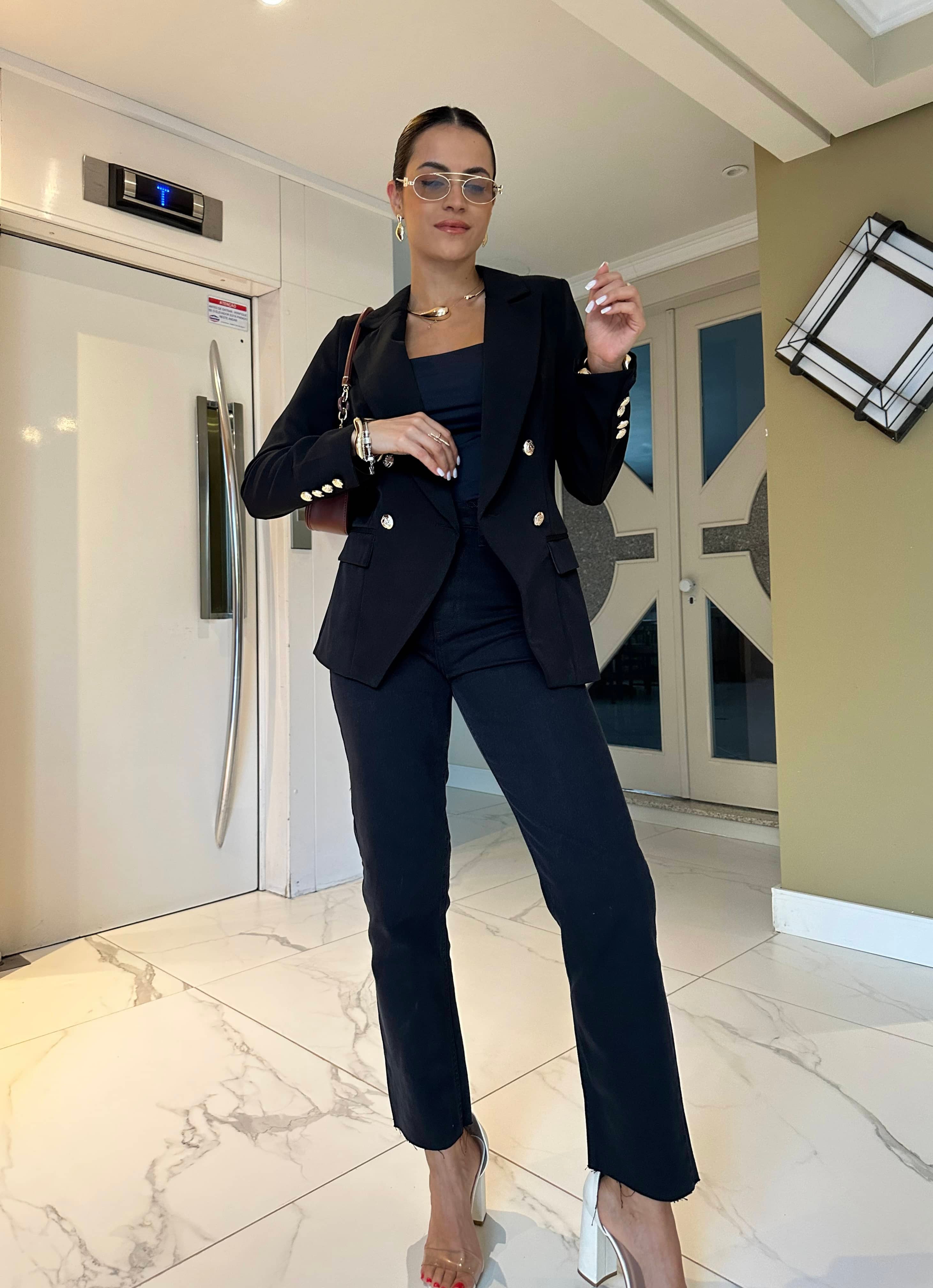 Blazer Inspiração Balmain Preto