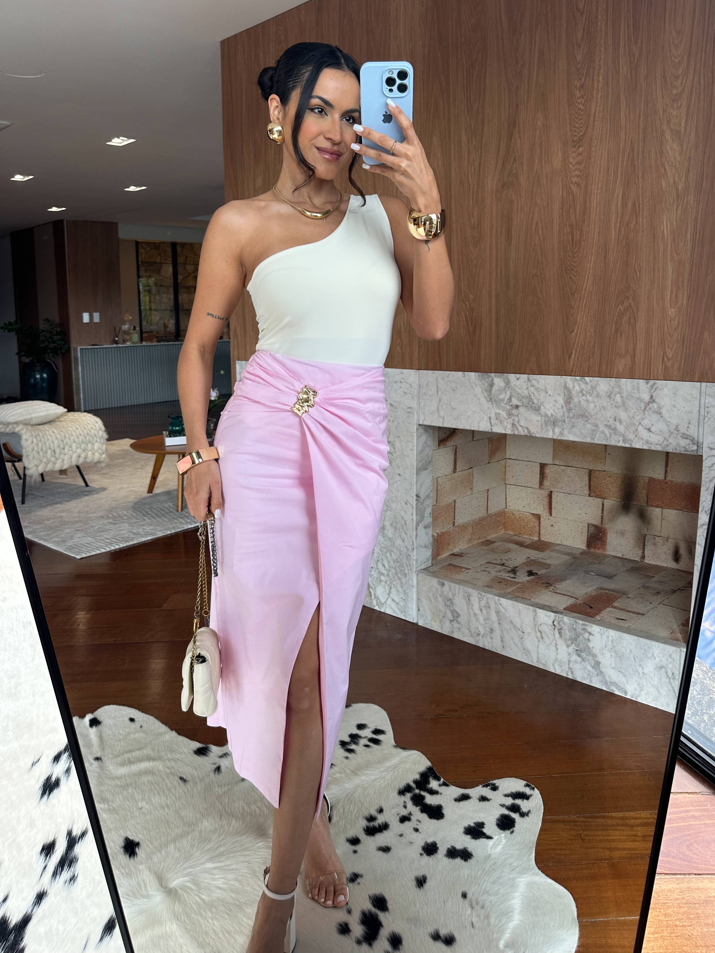 Saia Midi Rosa Melly