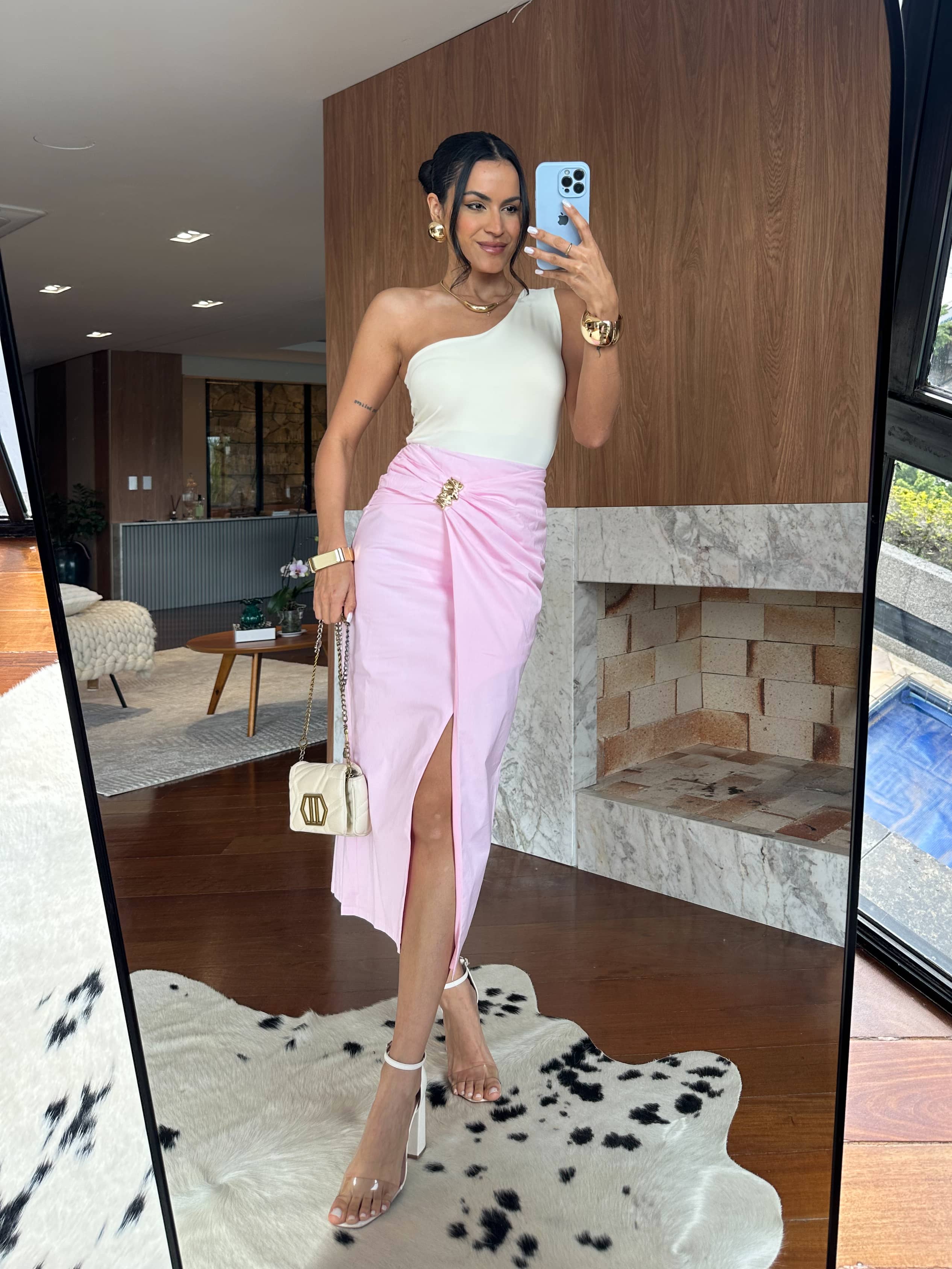 Saia Midi Rosa Melly