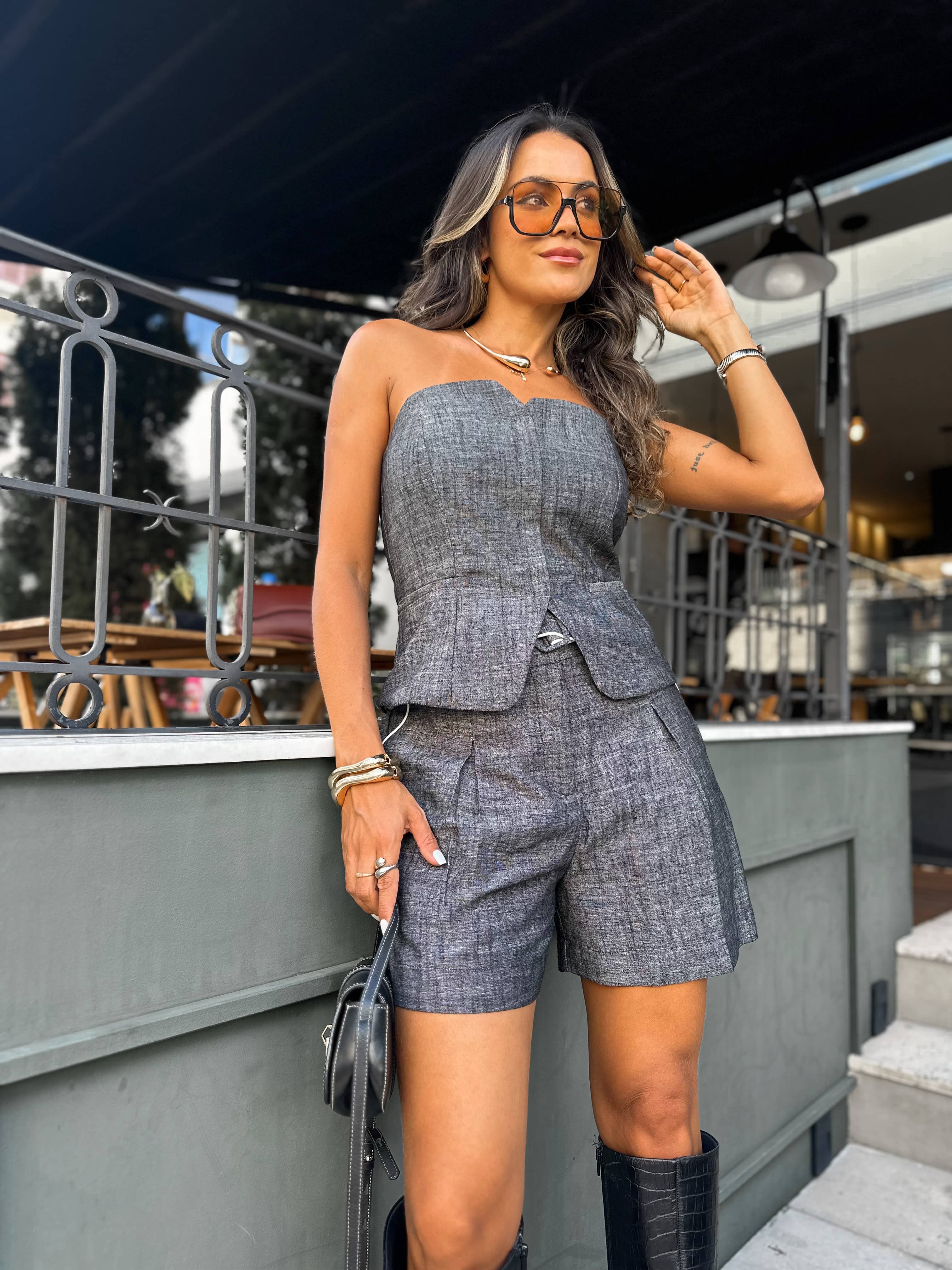 Corset em Linho cinza Jady