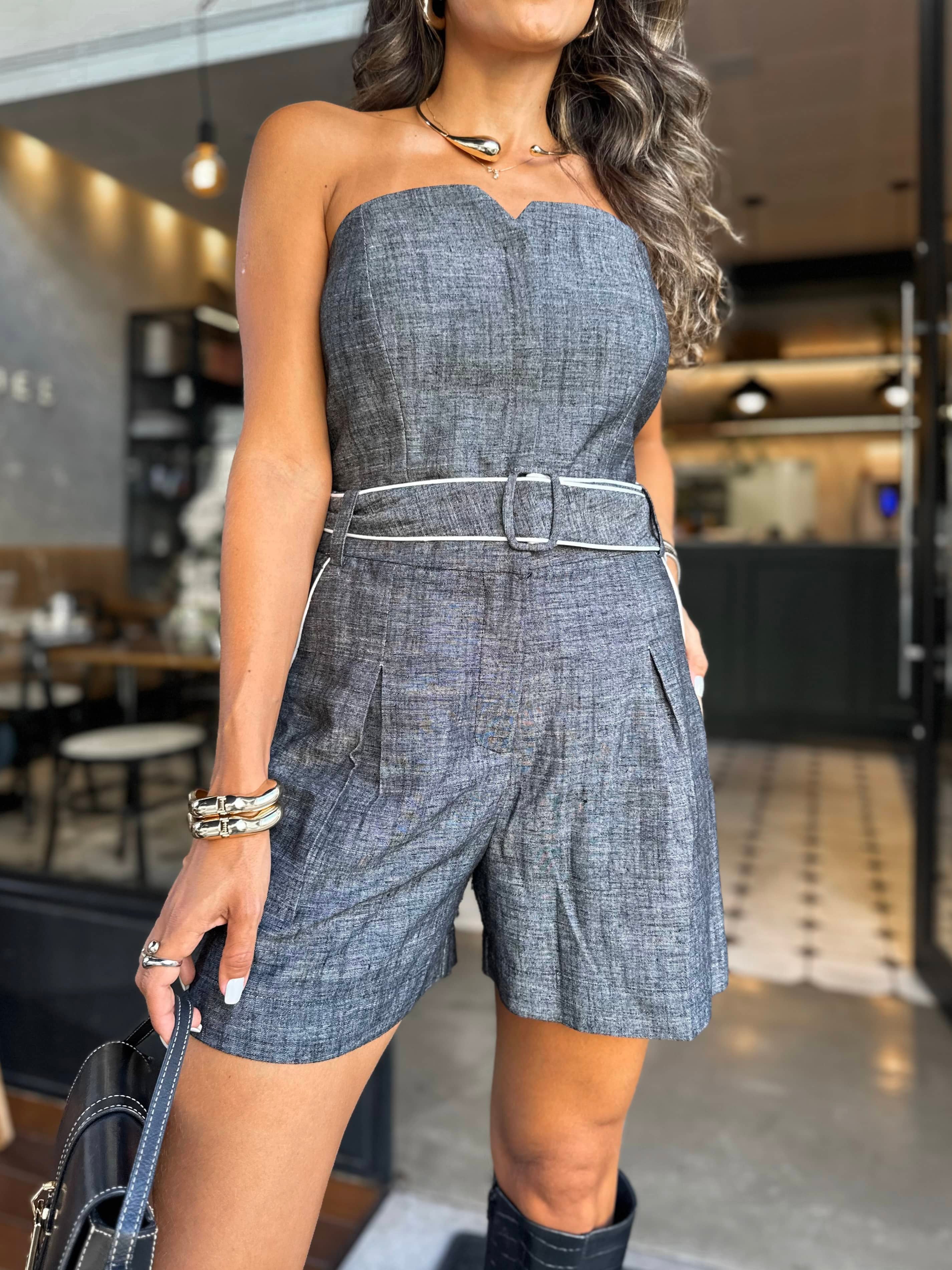 Corset em Linho cinza Jady