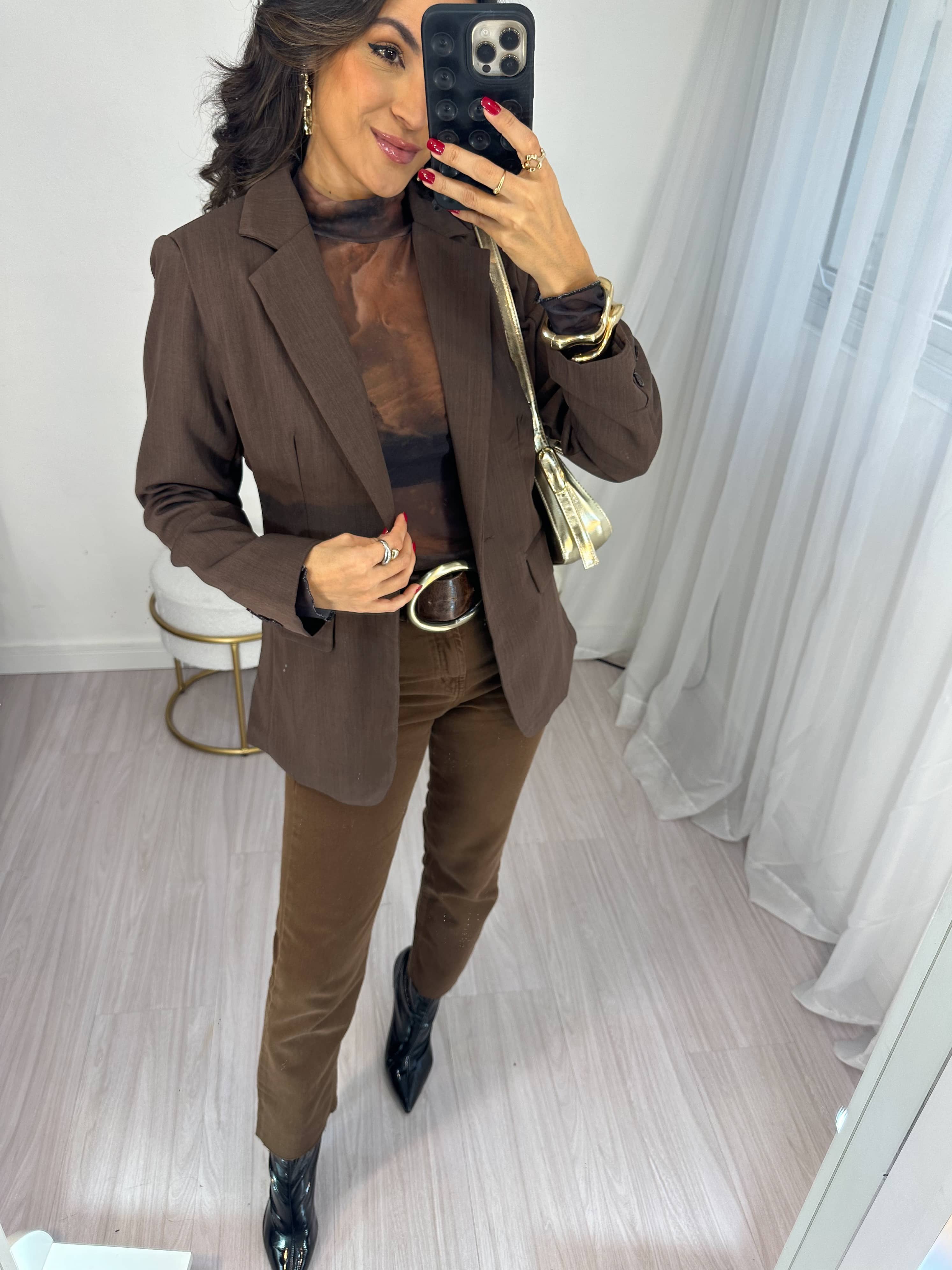 Calça Reta Jeans Mily Marrom