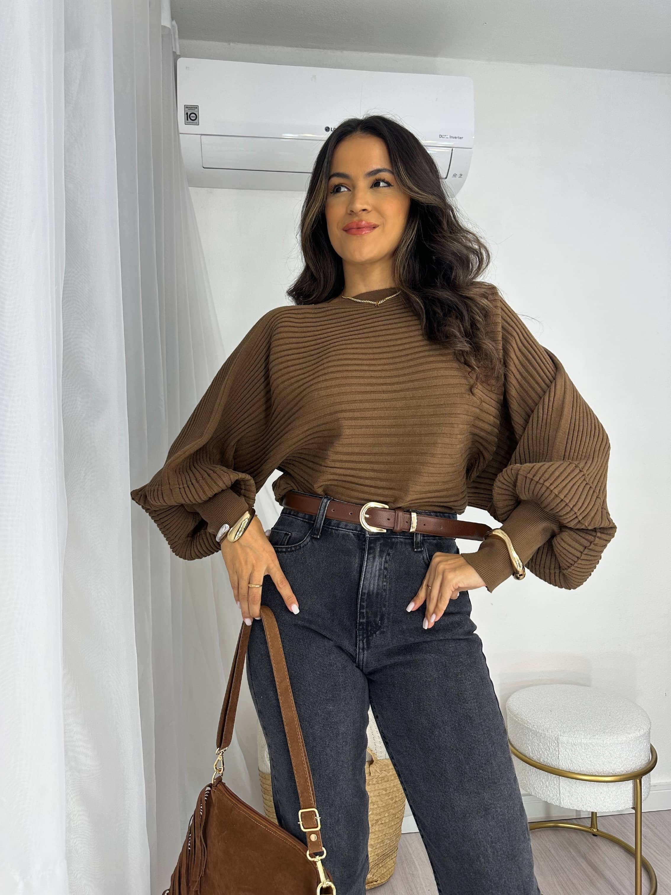 Blusa Tricot Marrom Wendy