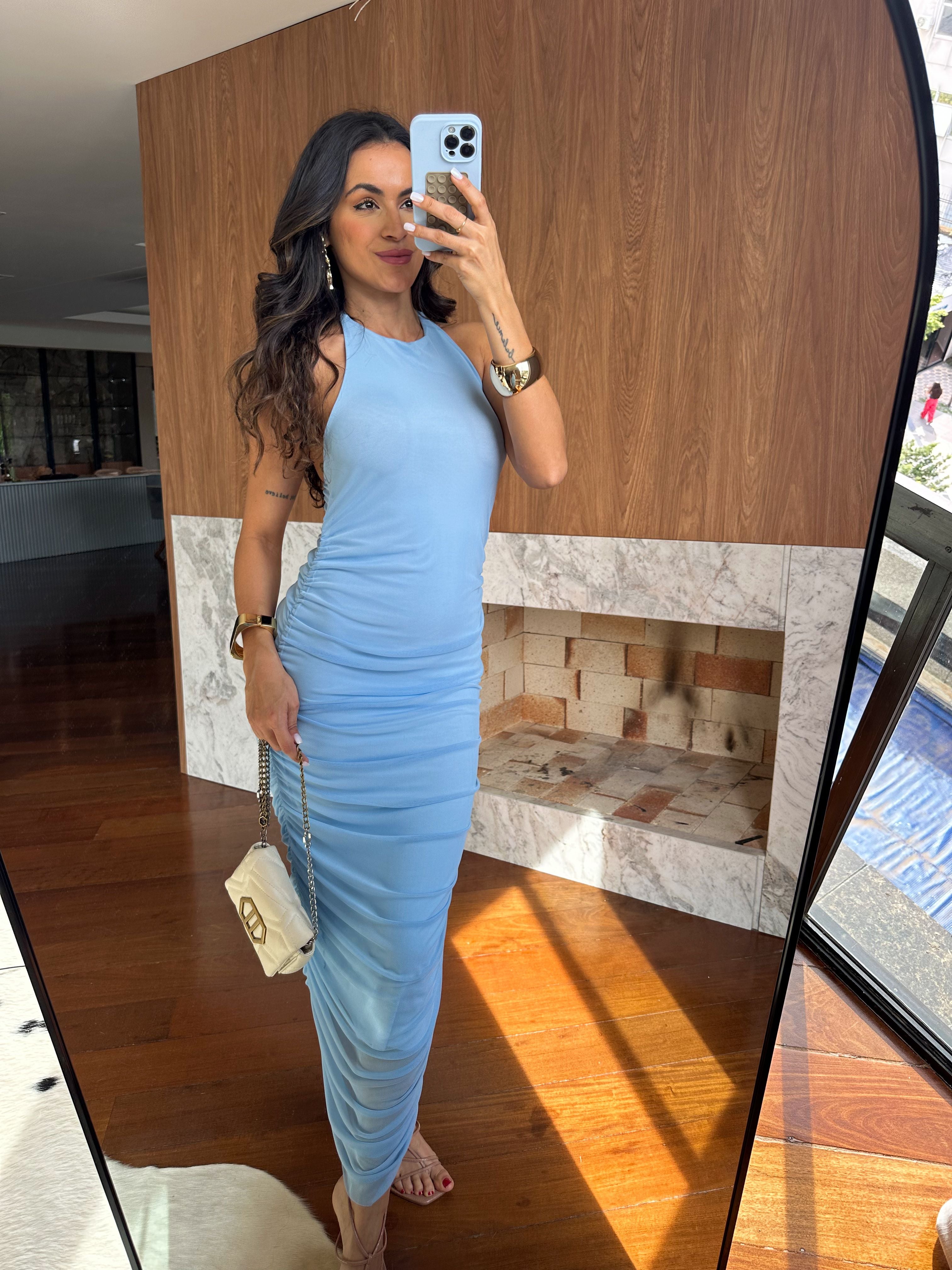 Vestido em Tule Azul Nancy
