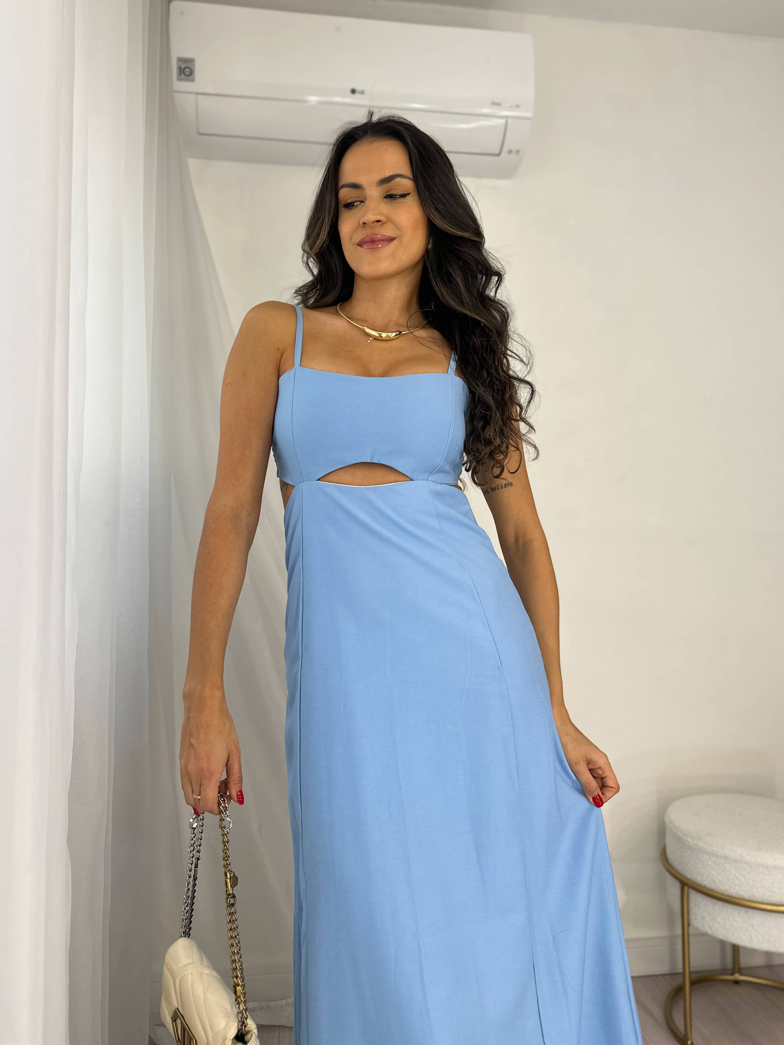 Vestido Midi Azul Neily