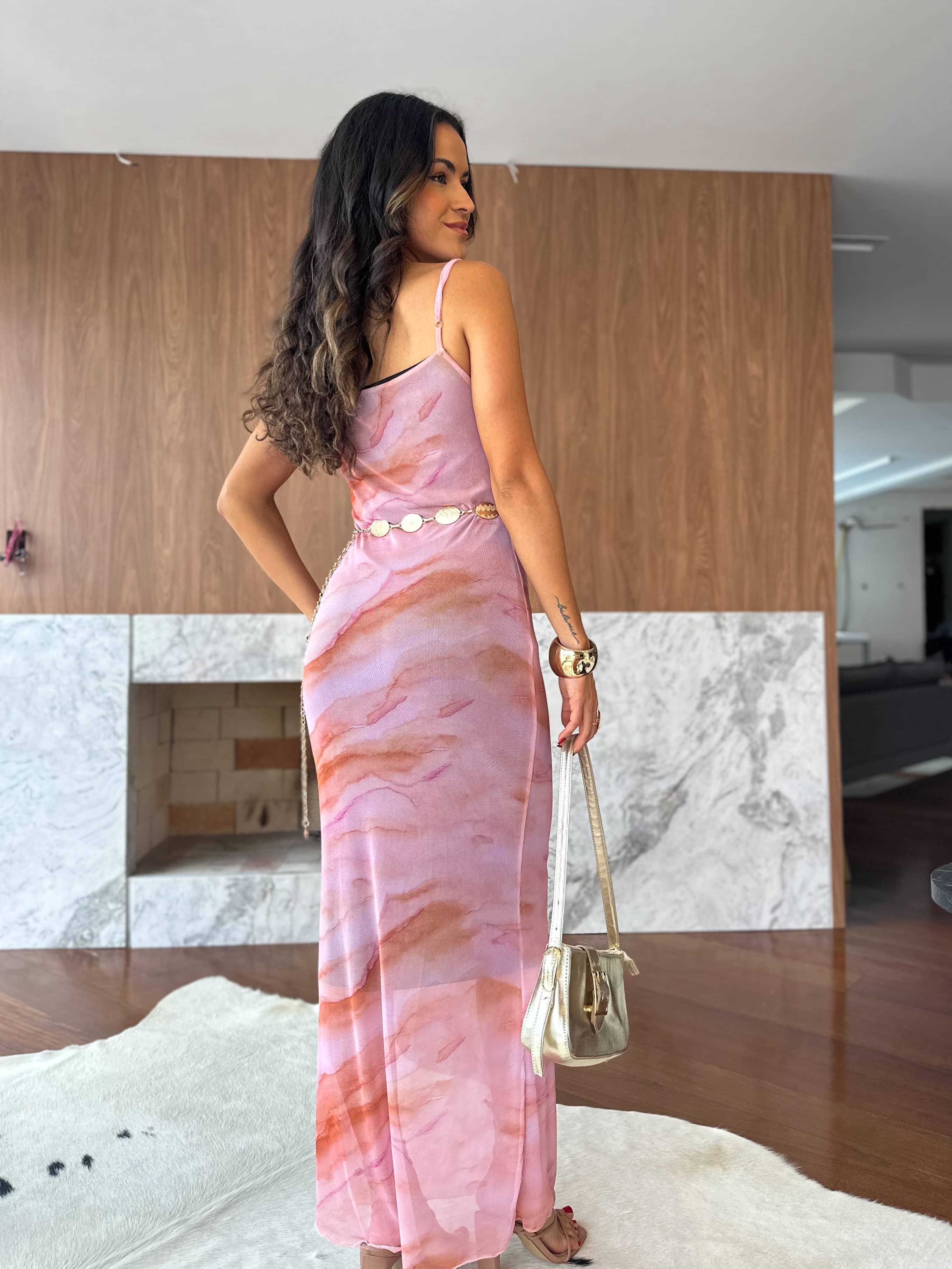 Vestido em Tule Rosa Cléo