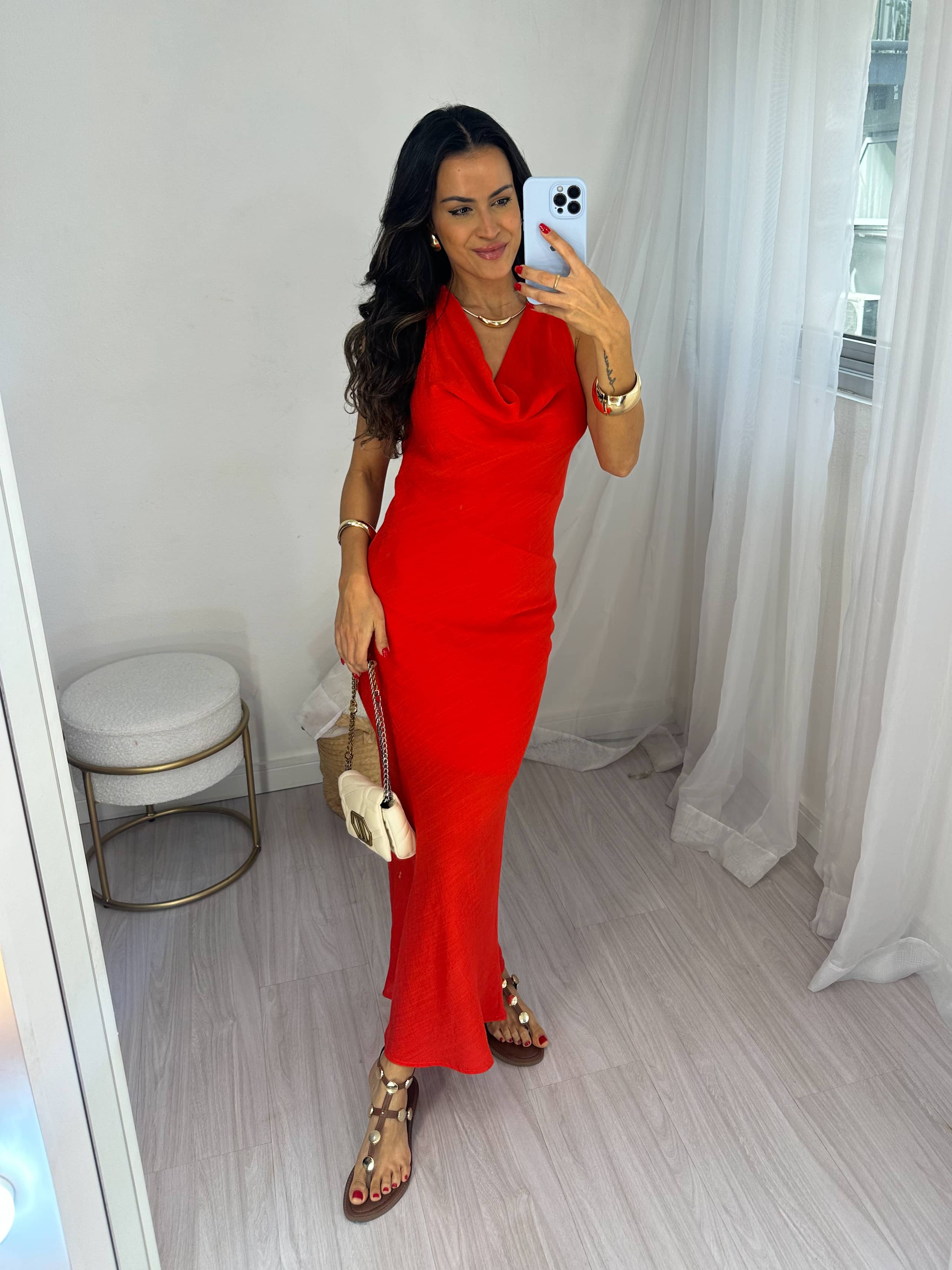 Vestido Midi Vermelho Vilma