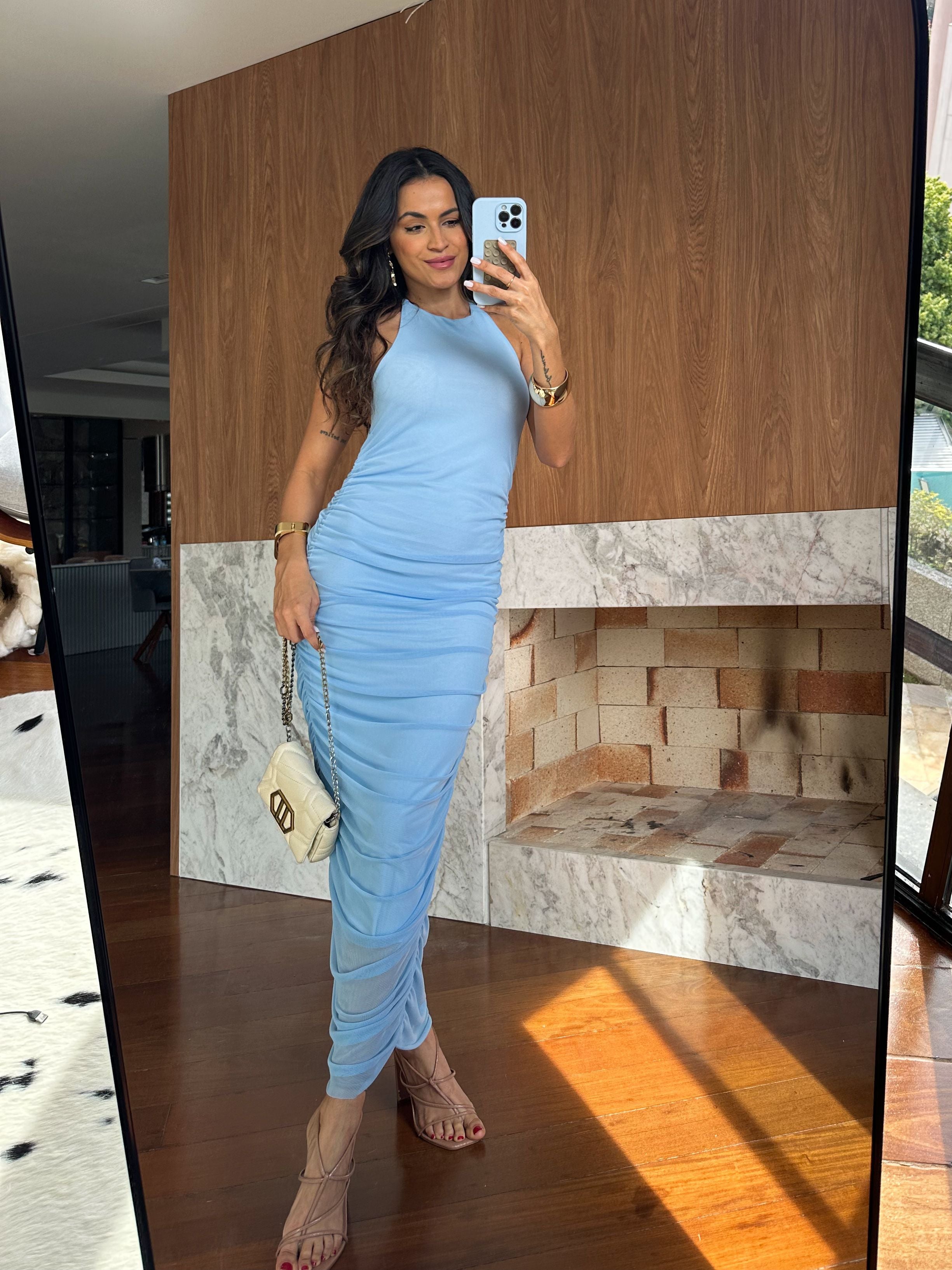 Vestido Midi Azul Falls