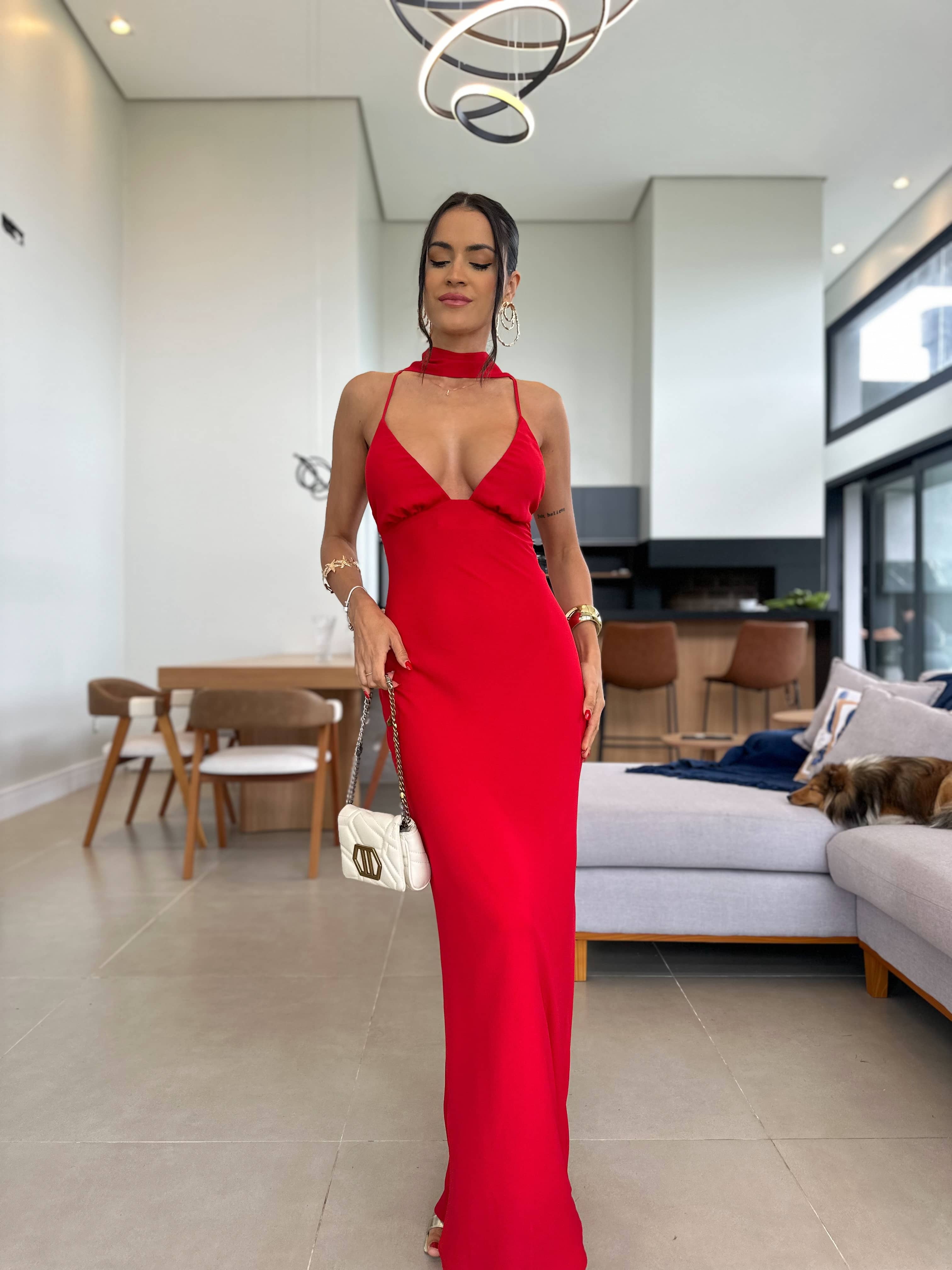 Vestido Midi Vermelho Yara