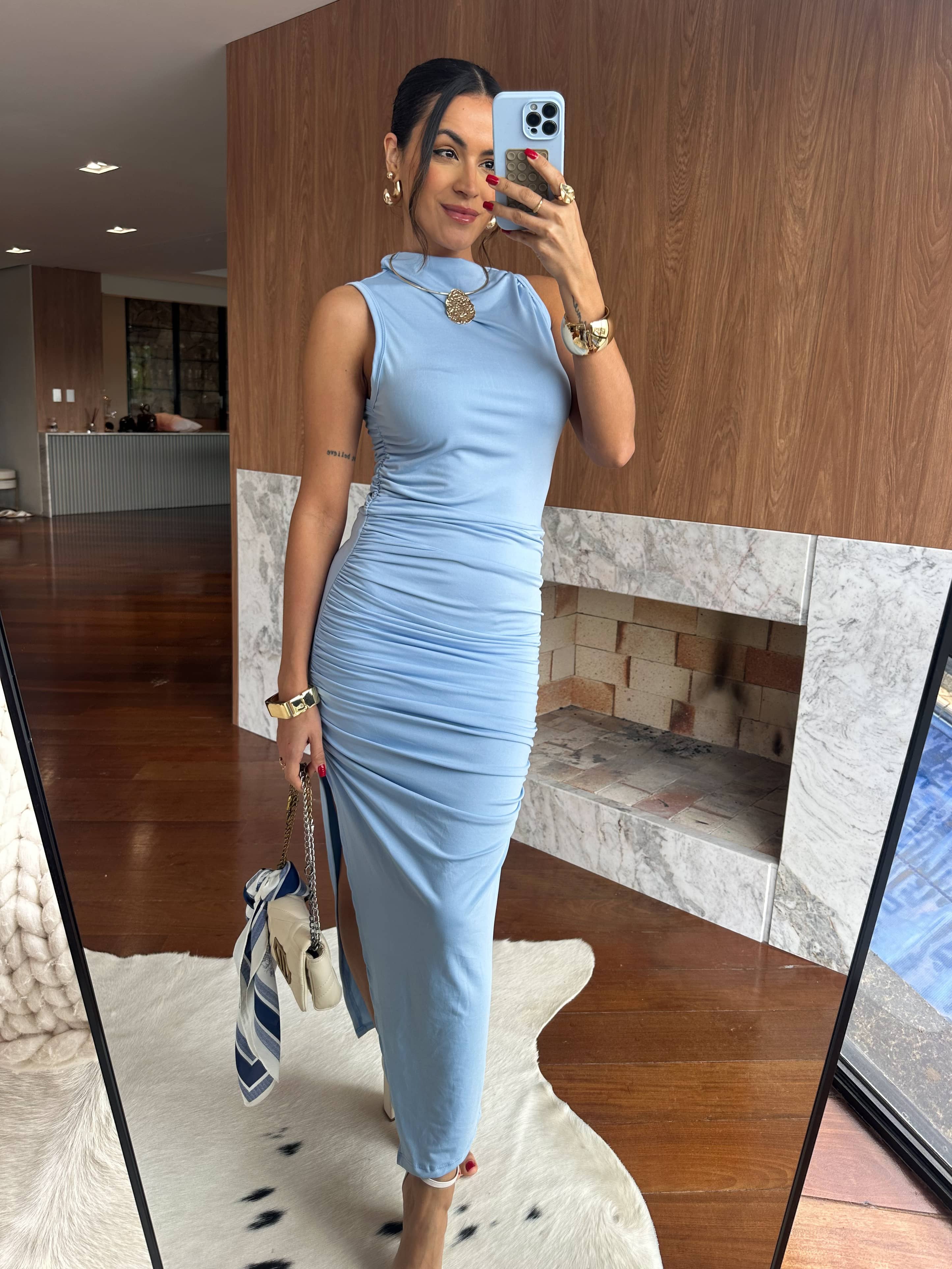 Vestido Midy Azul Alury