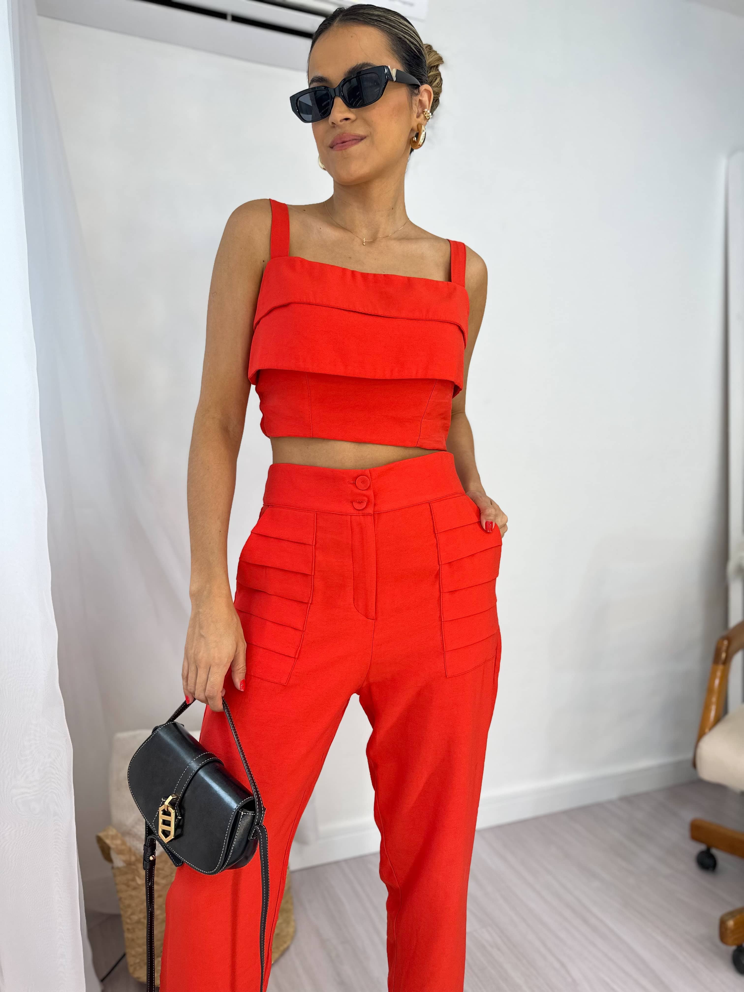 Cropped Alfaiataria Vermelho Ane