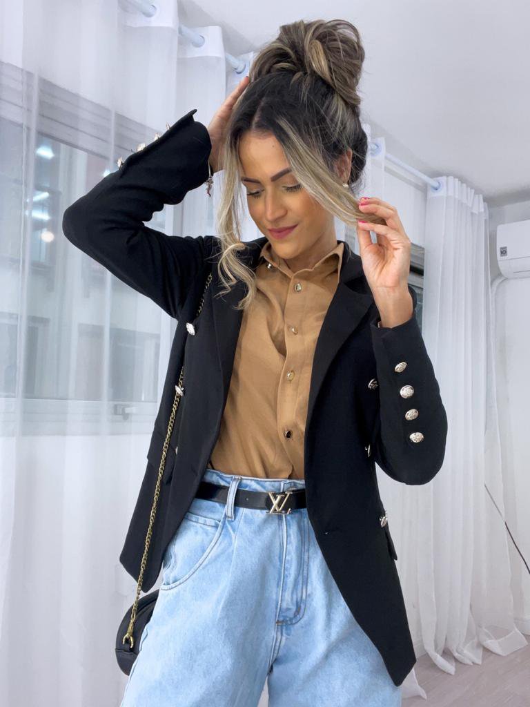 Blazer Inspiração Balmain Preto
