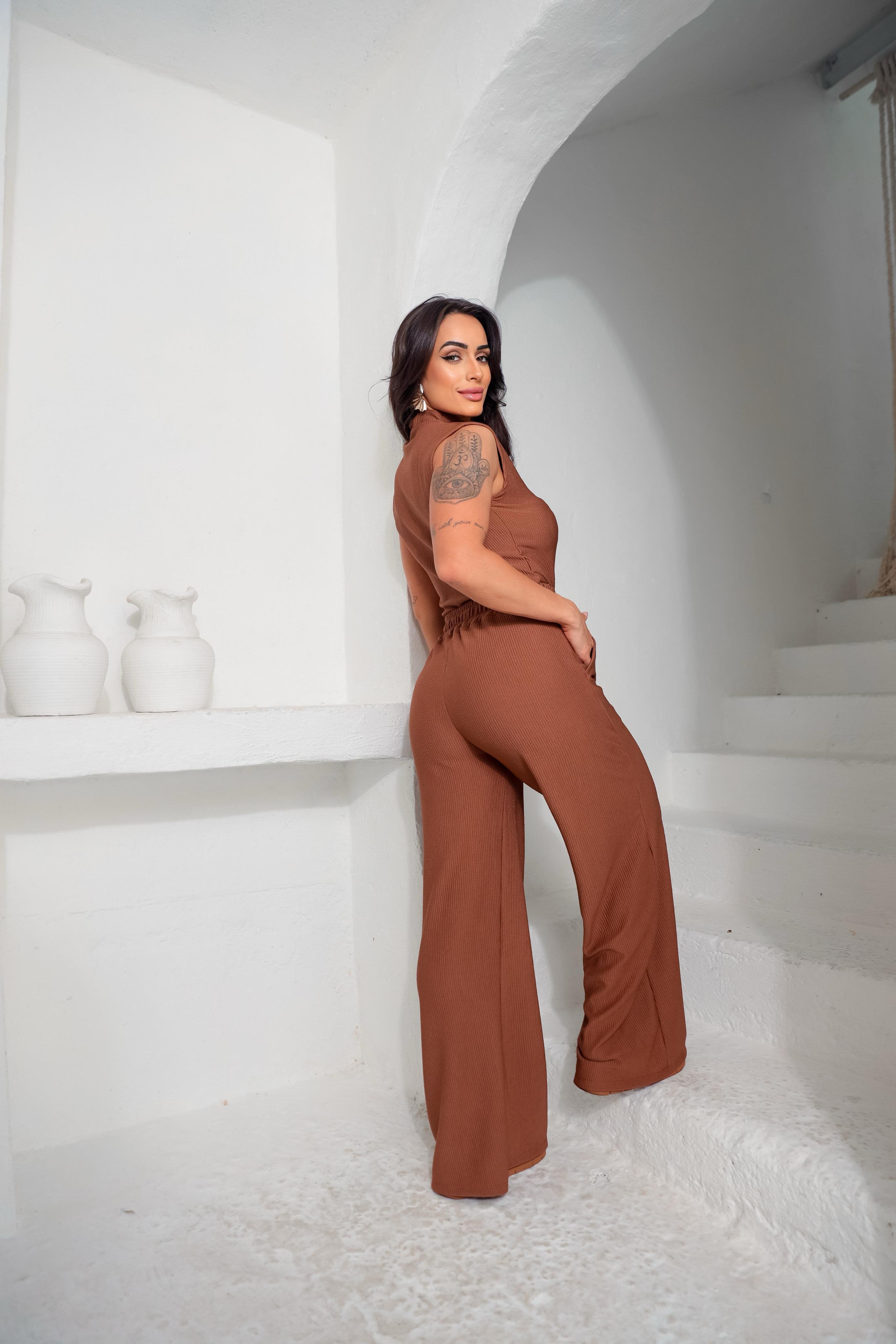 Conjunto Bella Regata Marrom