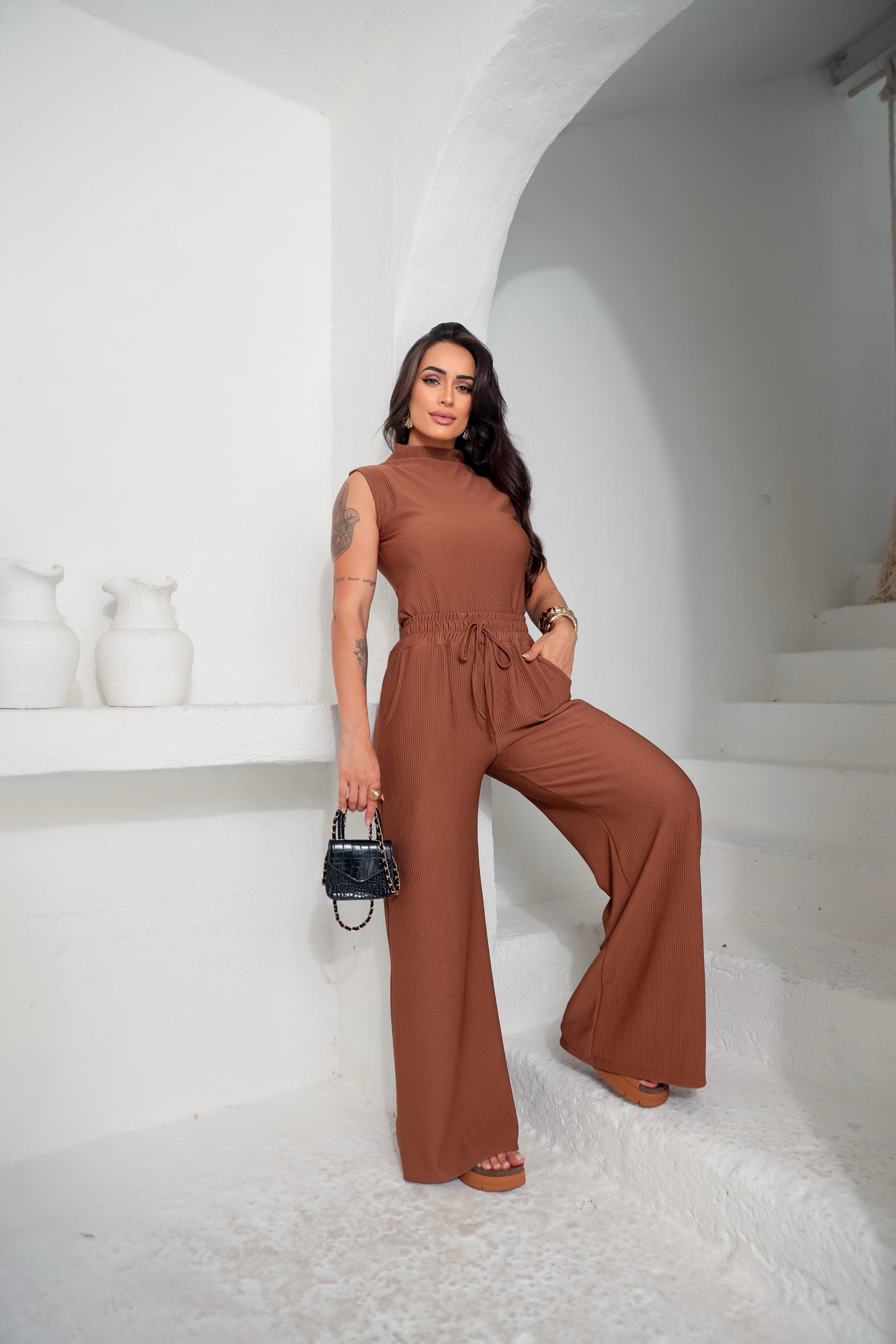 Conjunto Bella Regata Marrom
