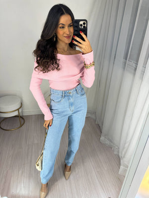Blusa Ombro a Ombro Rosa Bebe Bourn