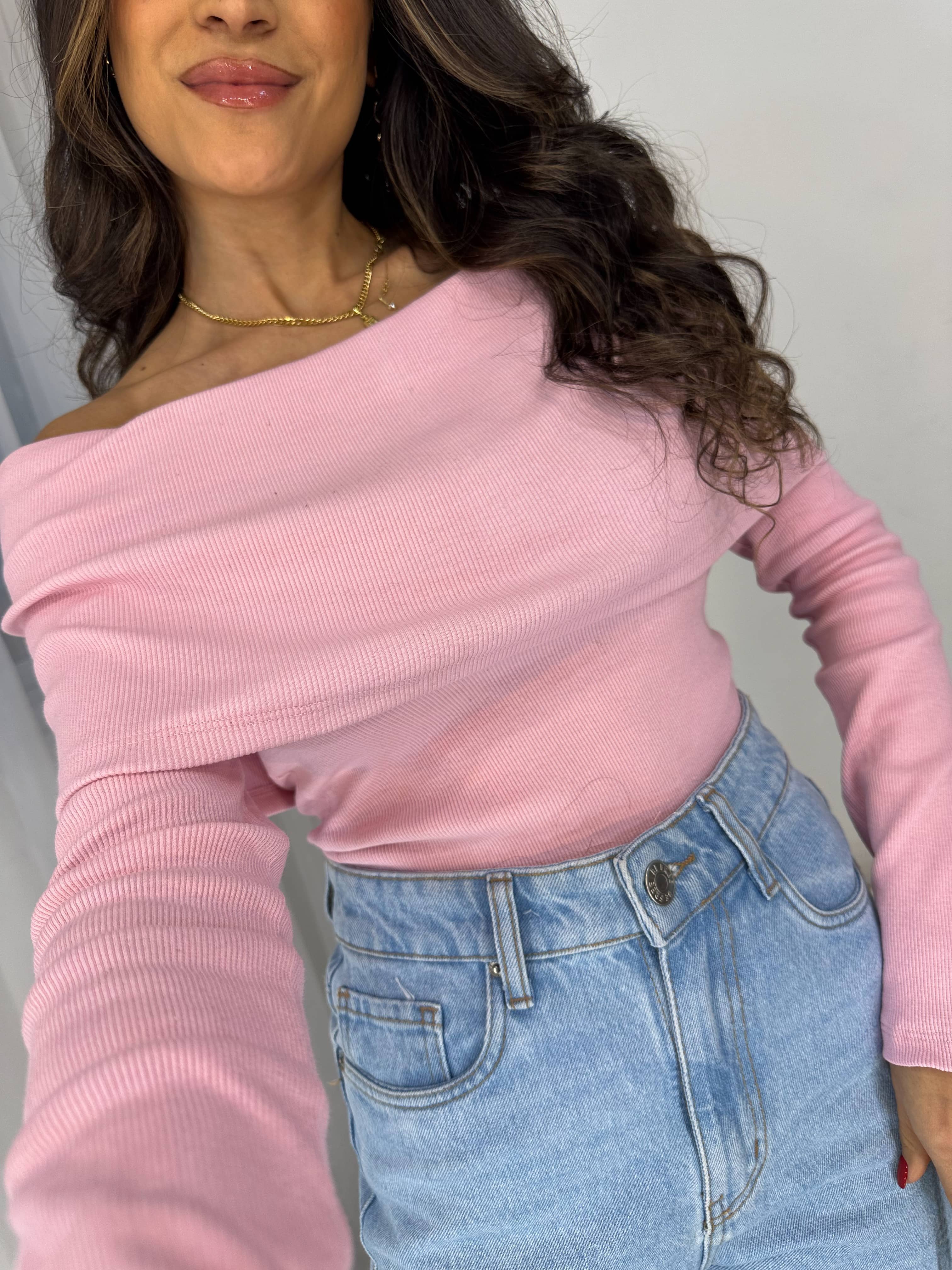 Blusa Ombro a Ombro Rosa Bebe Bourn