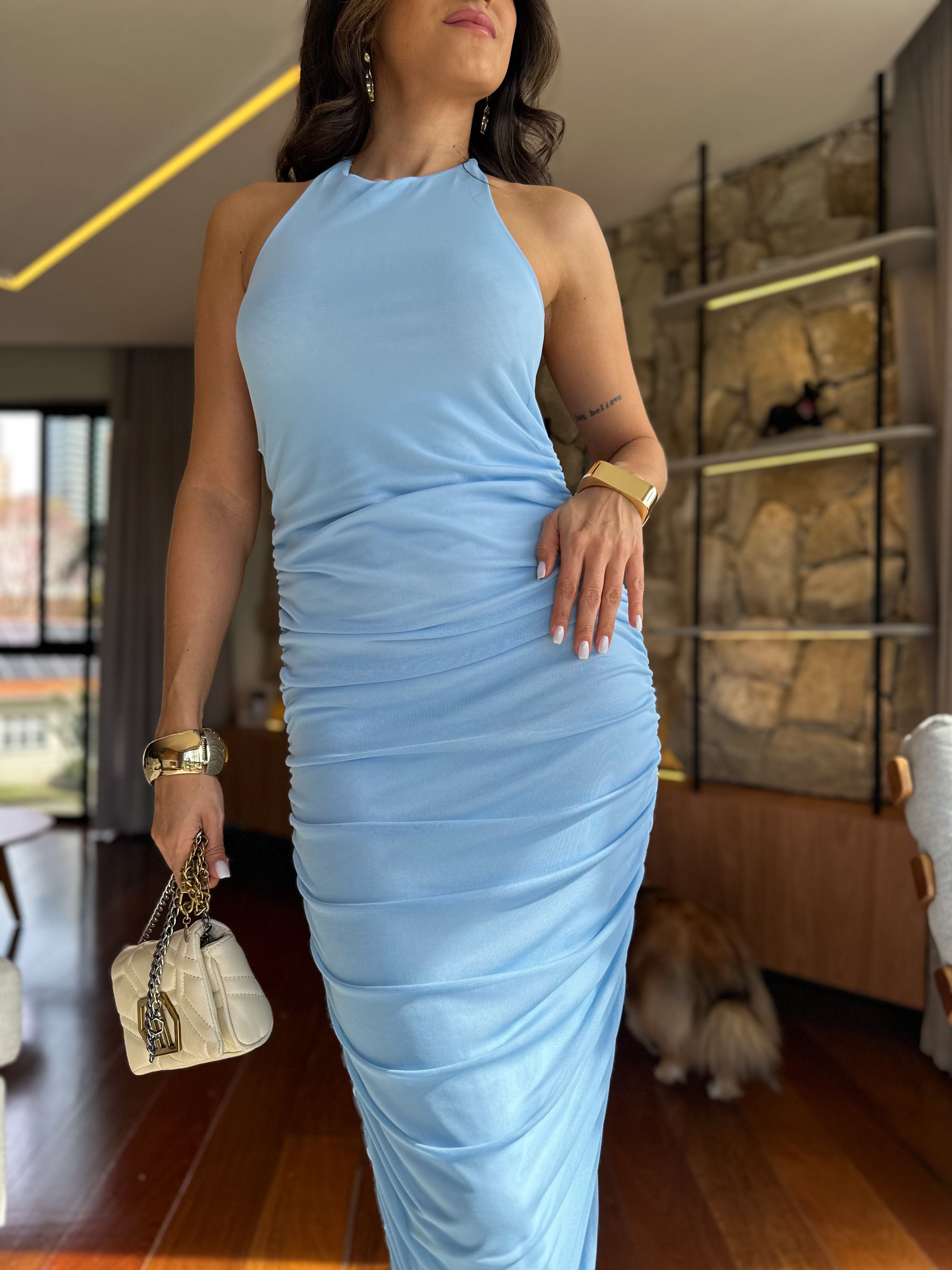 Vestido em Tule Azul Nancy