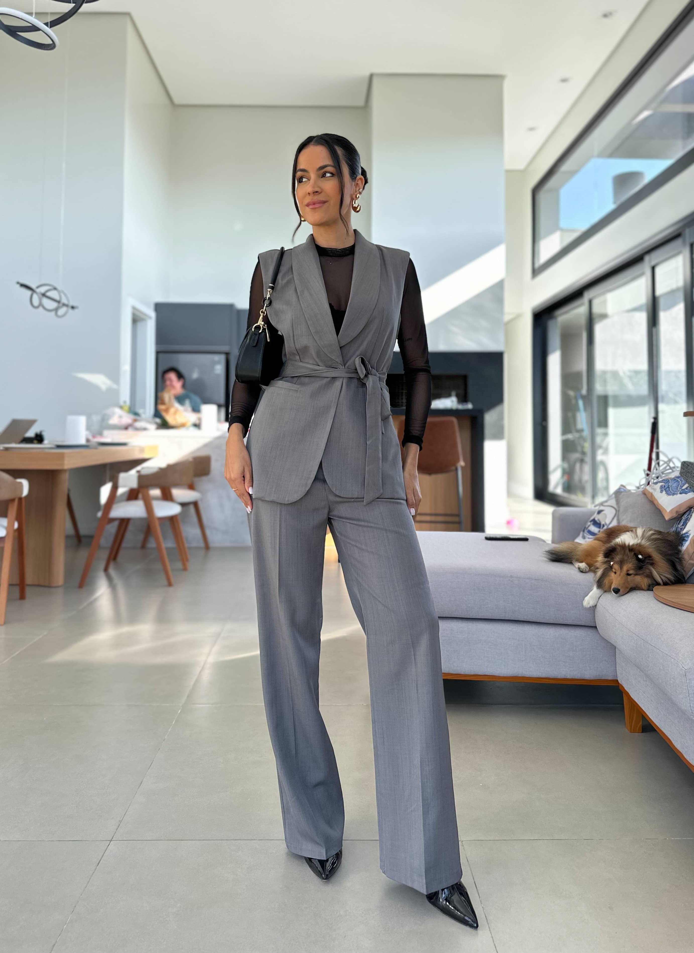 Conjunto Alfaiataria Cinza Cely