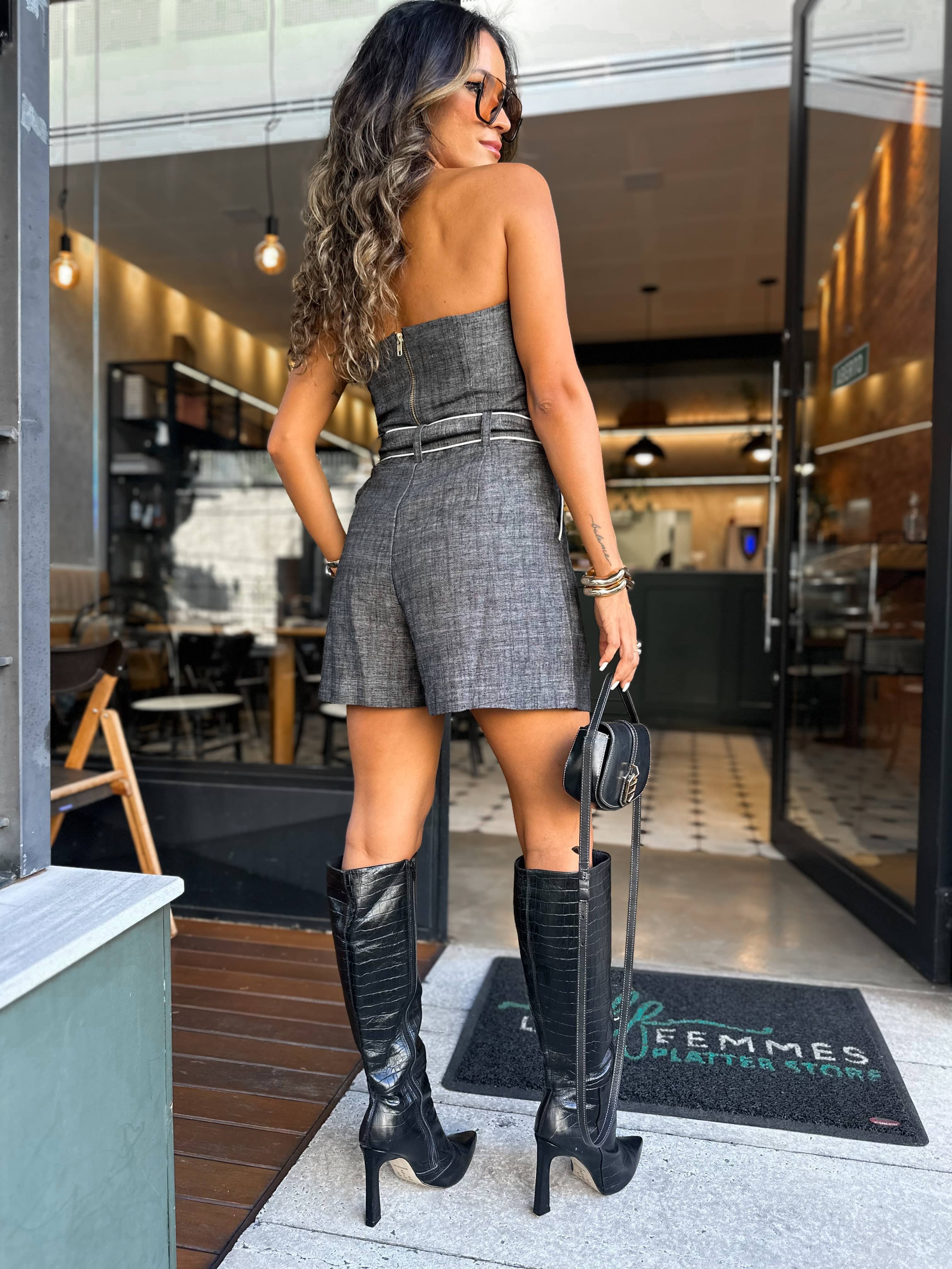 Corset em Linho cinza Jady