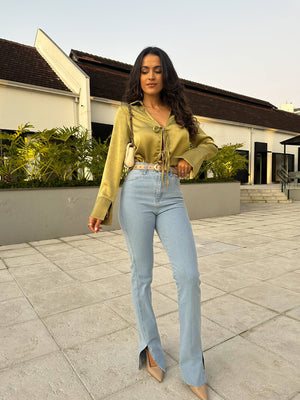 Blusa Acetinada Verde Lilian