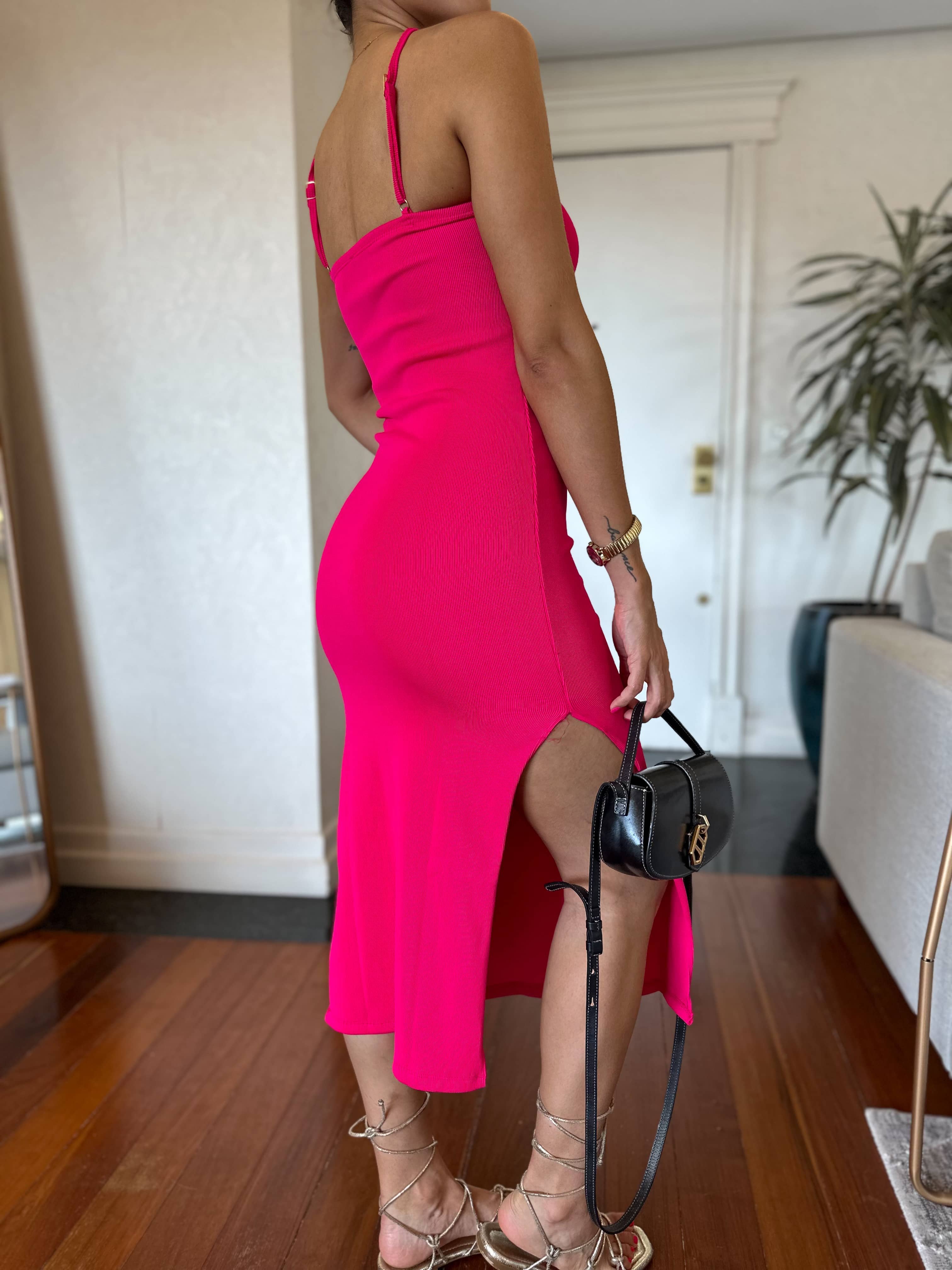 Vestido Canelado Maju Pink