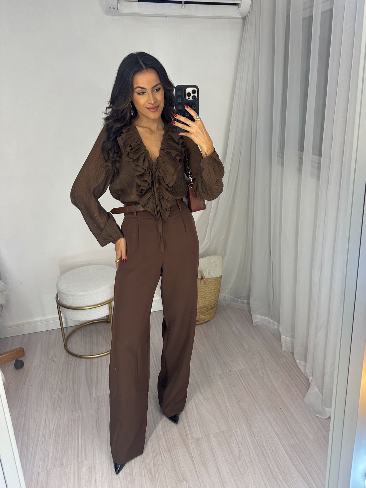 Blusa Plissada Marrom Vana
