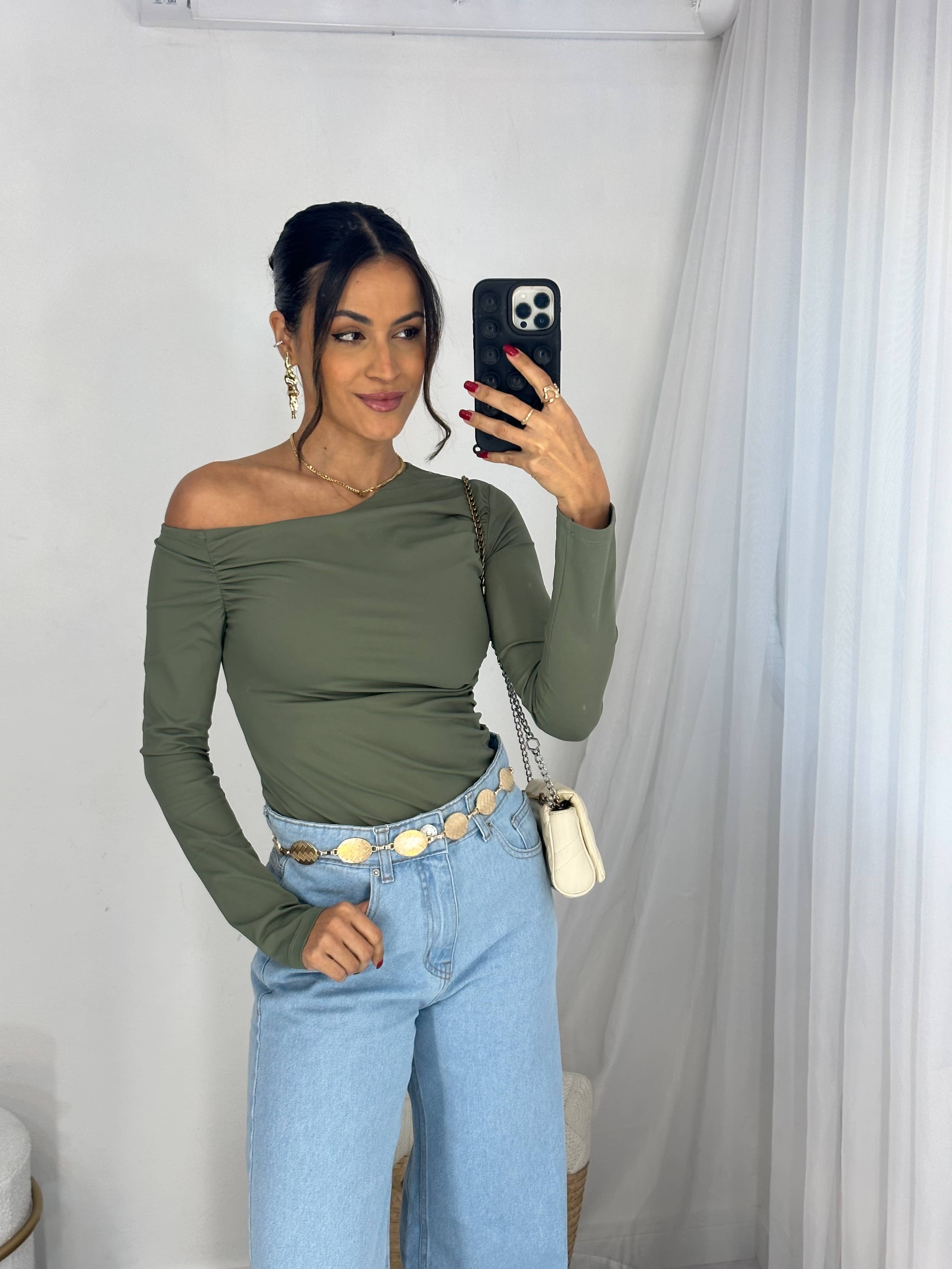 Blusa Ombro a Ombro Verde Thaly