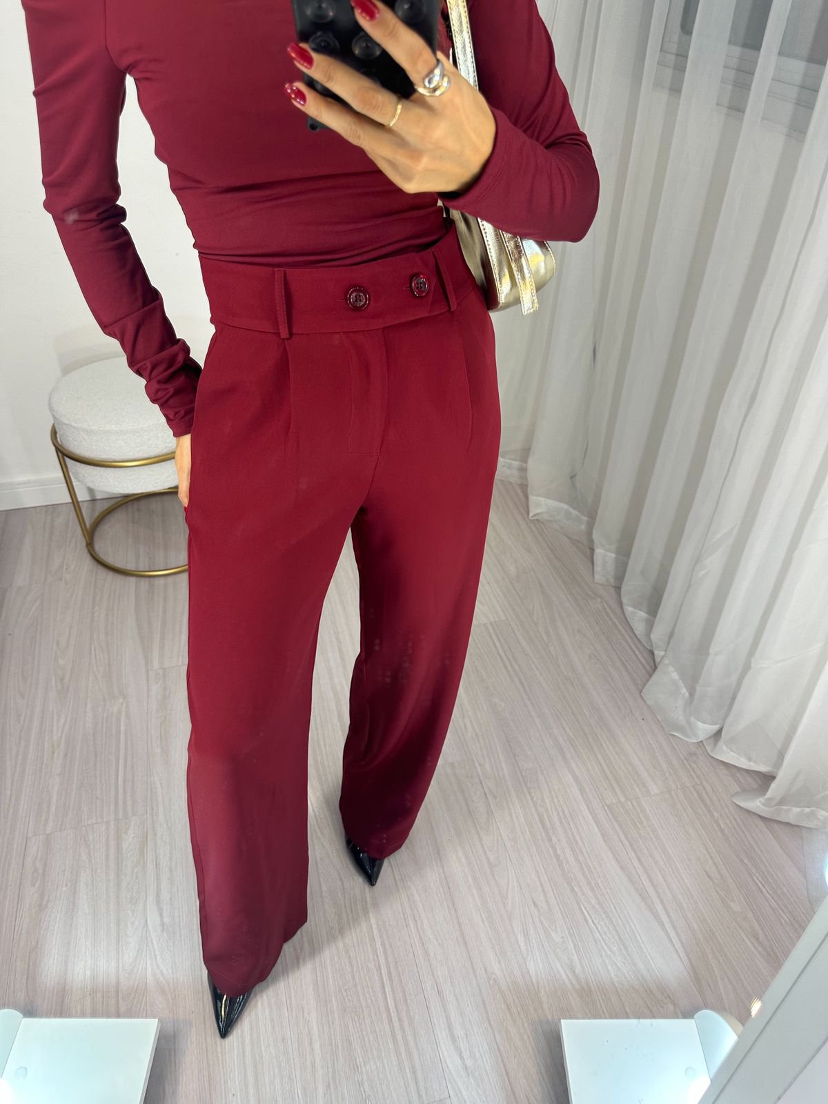 Calça Alfaiataria Wide Leg Vinho Tuty